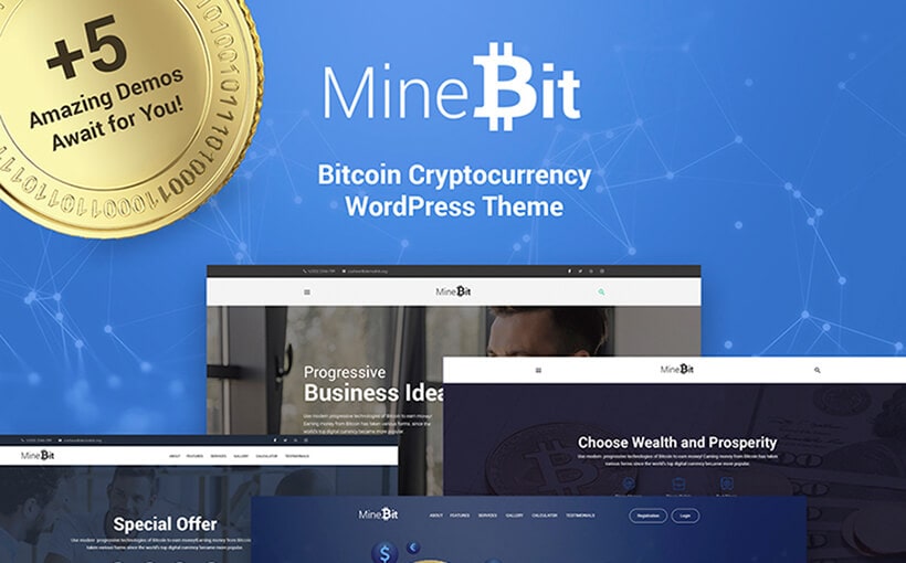 Mine Bit: WordPress-Theme für Bitcoin und andere Kryptowährungen