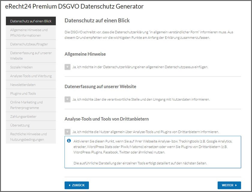 Datenschutz-Generator von e-recht24.de