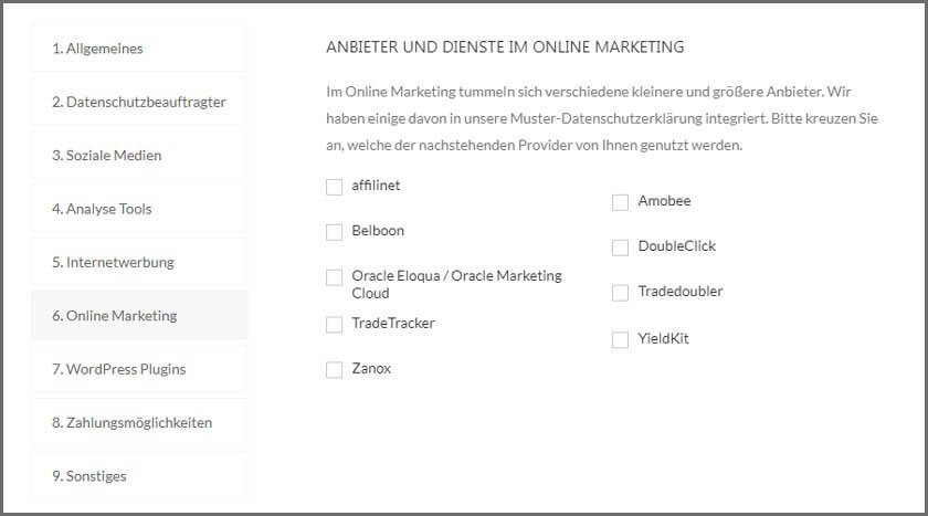 Datenschutzgenerator von dg-datenschutz.de