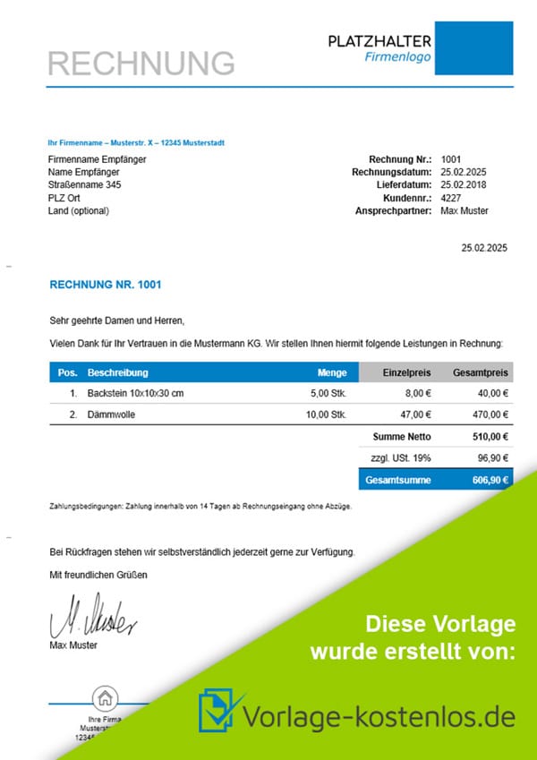 Rechnungsvorlage