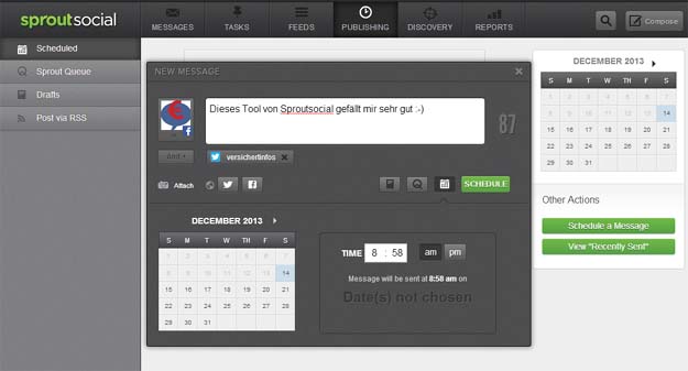 sproutsocial - Nachricht senden