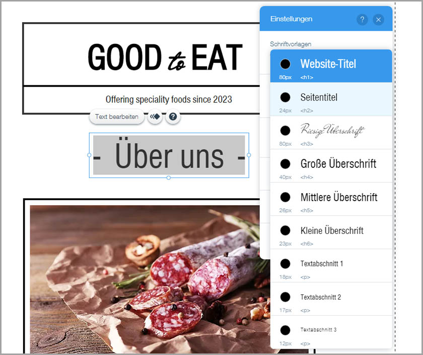 Textformatierung - Wix