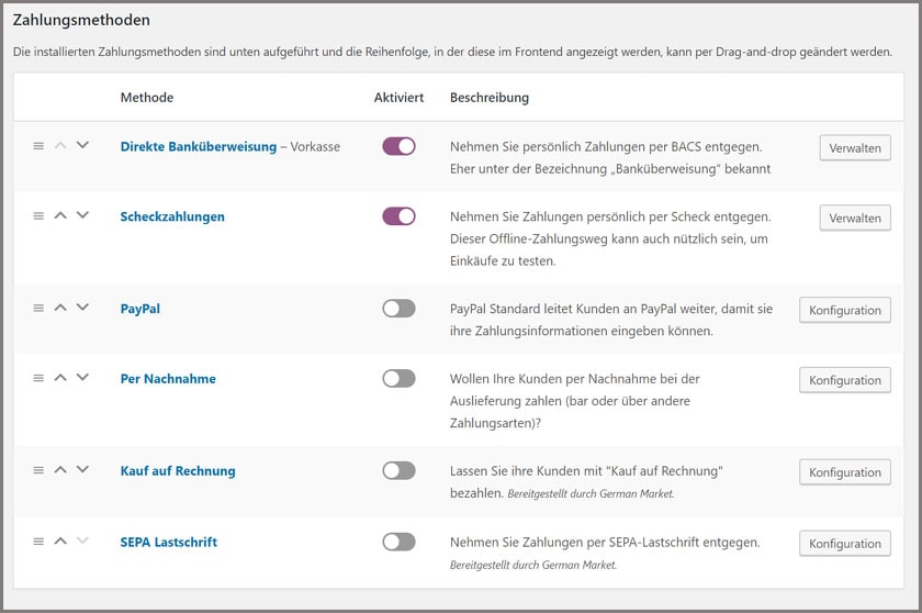 WooCommerce Zahlungen
